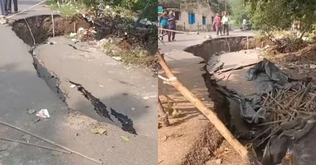 बेरमो में भू-धंसान से मचा हड़कंप, अचानक धंस गई सड़क; फुसरो-करगली मार्ग पर आवाजाही बंद