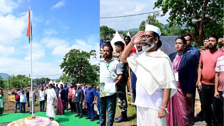 सीएम हेमंत सोरेन ने नेमरा में किया ध्वजारोहण