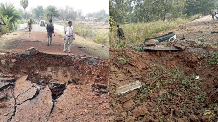 छत्तीसगढ़ के बीजापुर में नक्सलियों ने उड़ाया पुलिस वाहन, 8 जवान समेत 9 शहीद