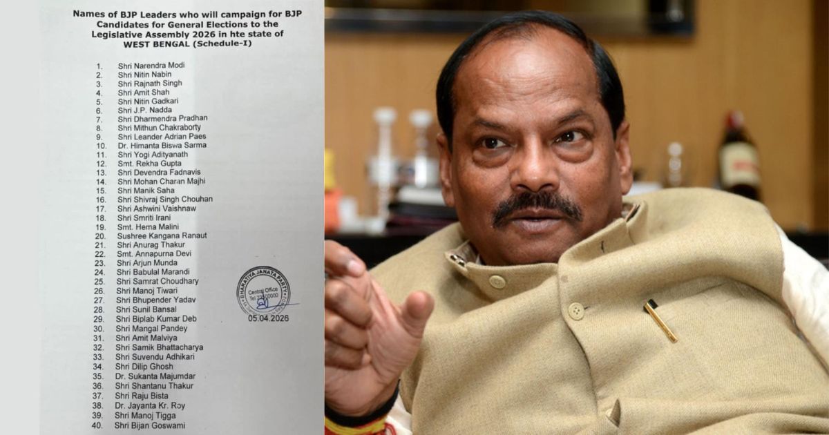 बंगाल चुनाव में BJP के स्टार प्रचारक तय, रघुवर दास का नाम गायब—क्या खत्म हो रही राजनीतिक पारी?