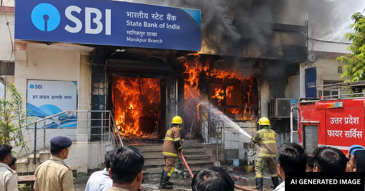 चित्रकूट में SBI बैंक में अचानक लगी आग से अफरा-तफरी, शॉर्ट सर्किट की आशंका