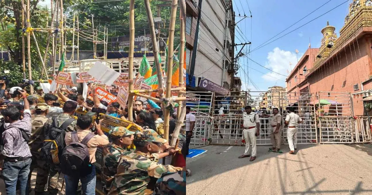 रांची: JNU विवाद पर BJP महिला मोर्चा का प्रदर्शन, कांग्रेस कार्यालय के बाहर सुरक्षा सख्त
