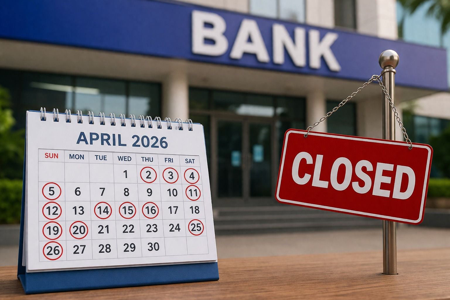 अप्रैल 2026 में 14 दिन बंद रहेंगे बैंक: गुड फ्राइडे, बोहाग बिहू, अंबेडकर जयंती समेत इन तारीखों पर बंदी, RBI कैलेंडर चेक करें